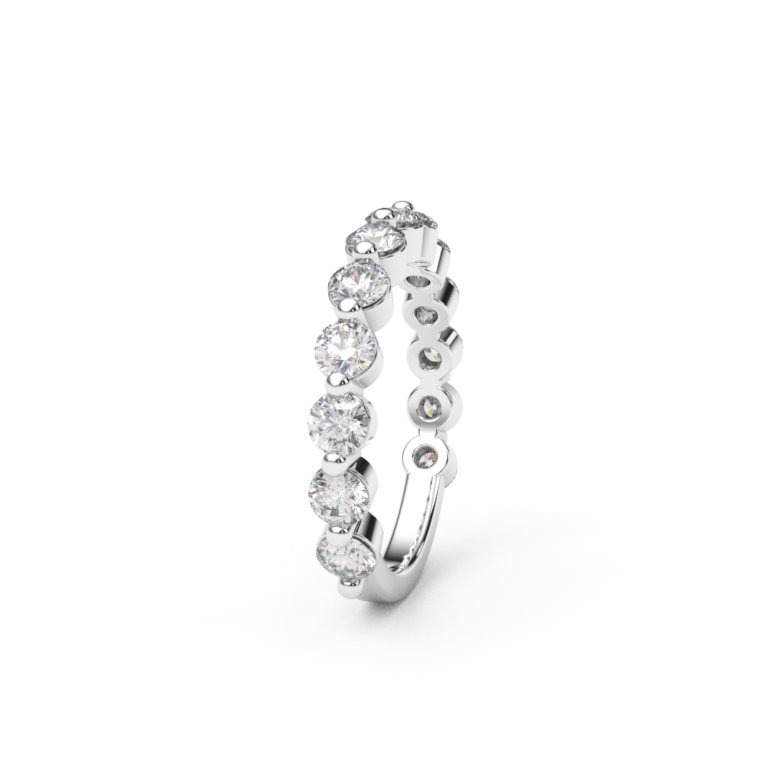 3mm 3/4 Eternity Prong Floating Natural Diamond Bubble Ring
