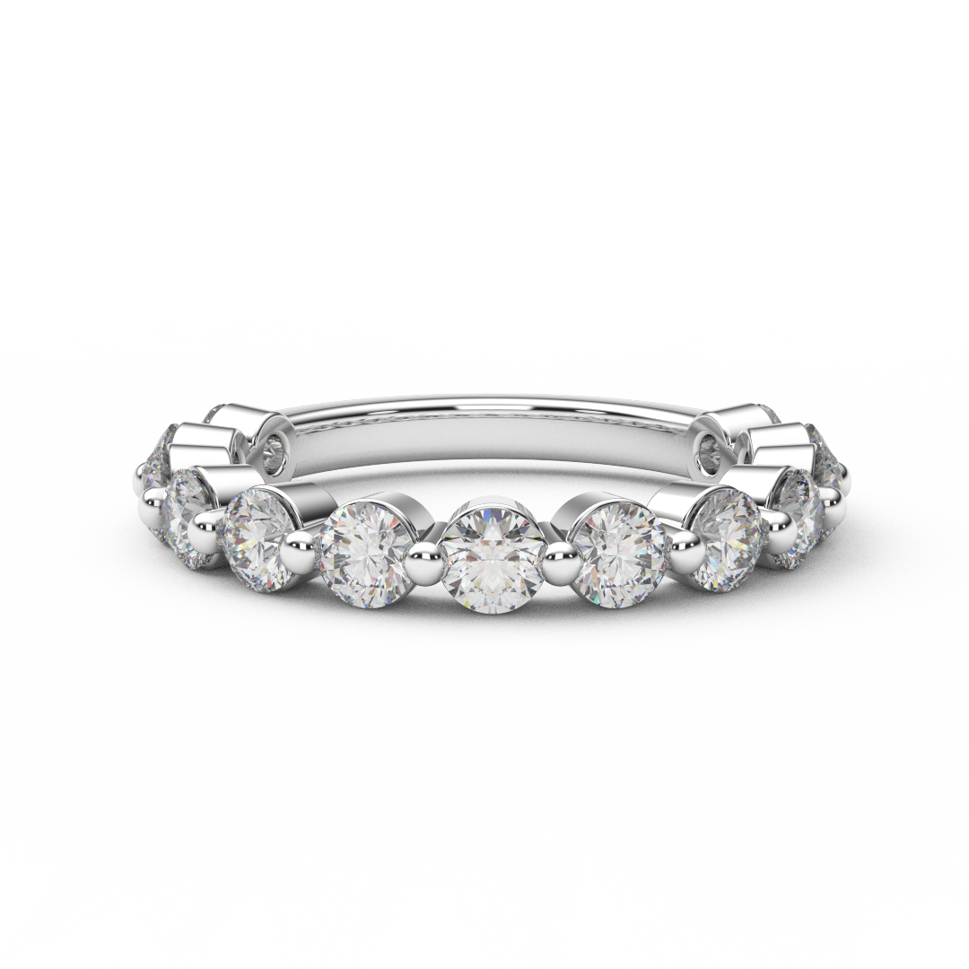 3mm 3/4 Eternity Prong Floating Natural Diamond Bubble Ring