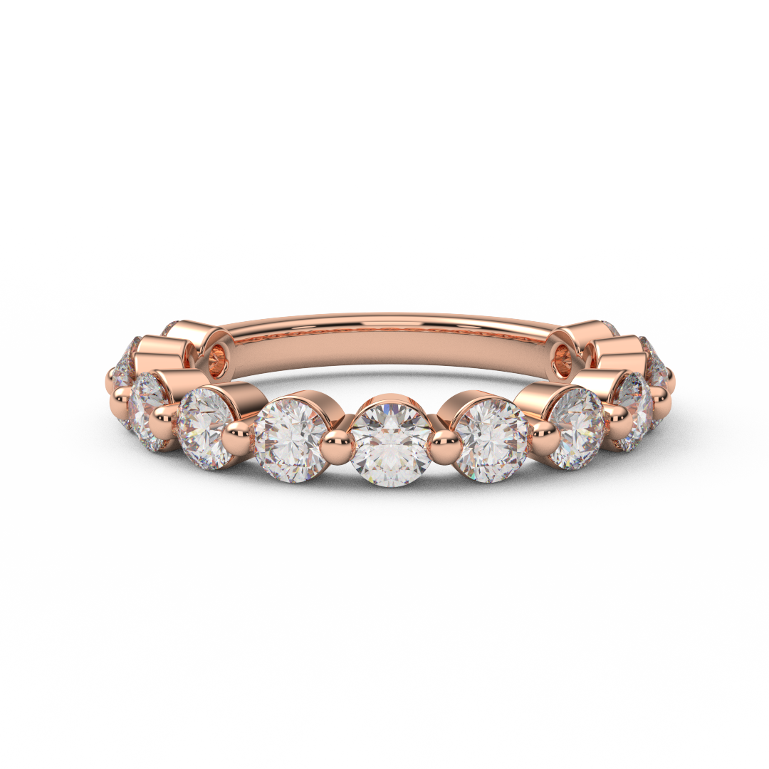 3mm 3/4 Eternity Prong Floating Natural Diamond Bubble Ring