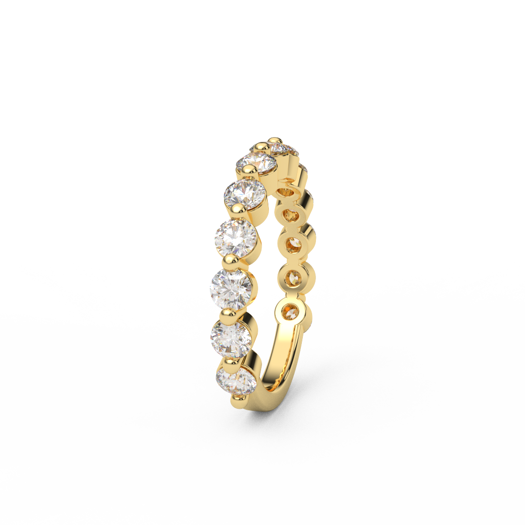 3mm 3/4 Eternity Prong Floating Natural Diamond Bubble Ring