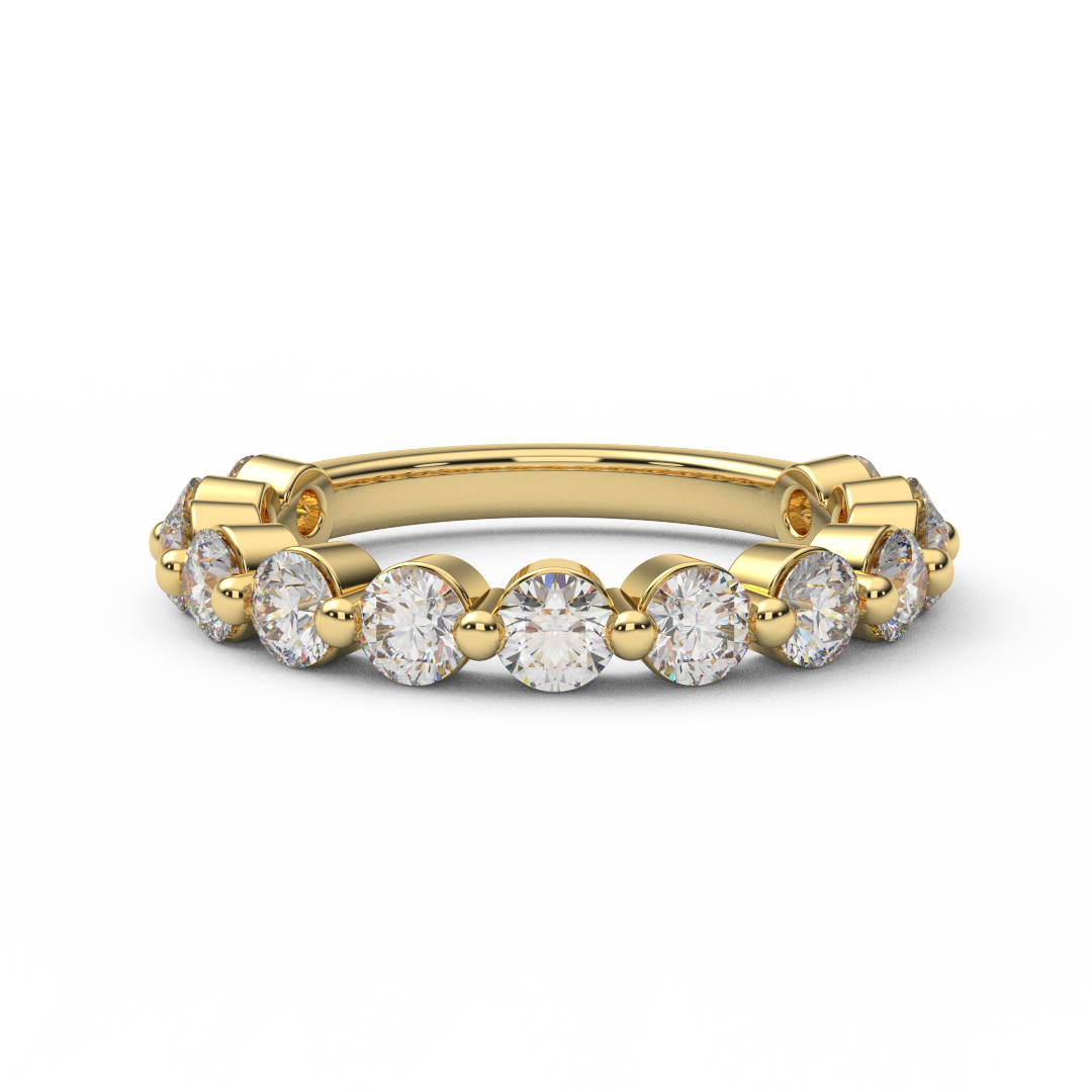 3mm 3/4 Eternity Prong Floating Natural Diamond Bubble Ring