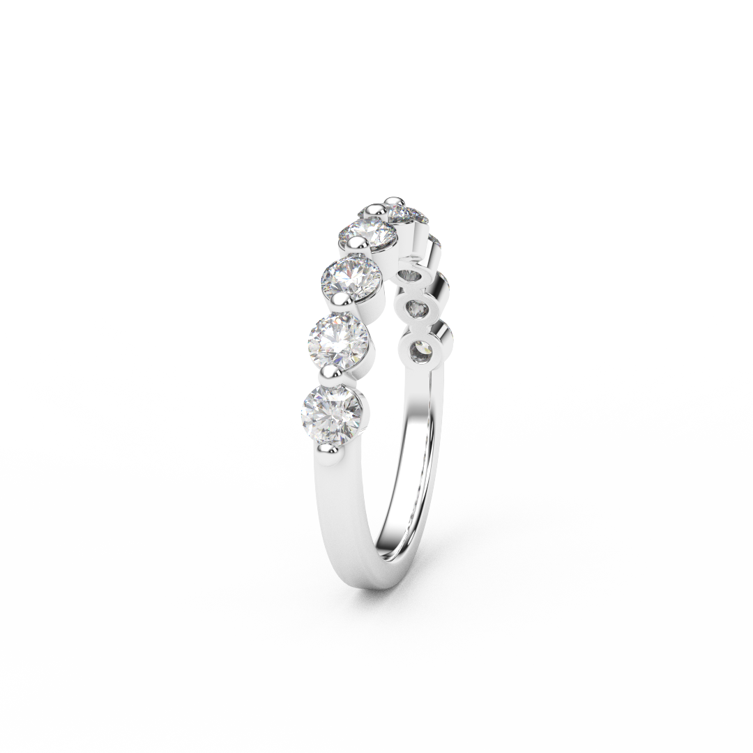 3mm Natural Diamond Floating Bubble Band/ Diamond Half Eternity Dot Ring/ Prong Set Diamond Matching Wedding Band or Anniversary Ring/ Diamond Bubble Stacking Ring