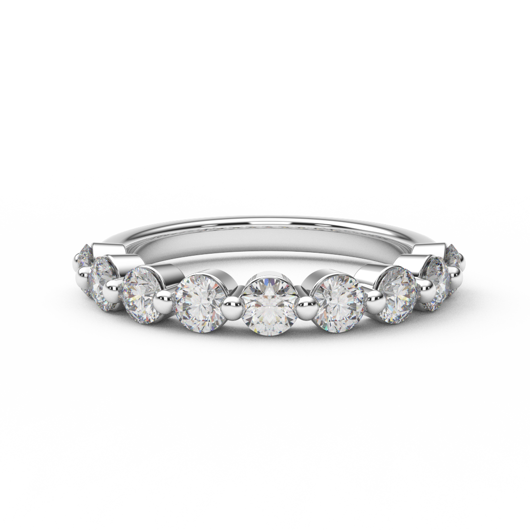 3mm Natural Diamond Floating Bubble Band/ Diamond Half Eternity Dot Ring/ Prong Set Diamond Matching Wedding Band or Anniversary Ring/ Diamond Bubble Stacking Ring