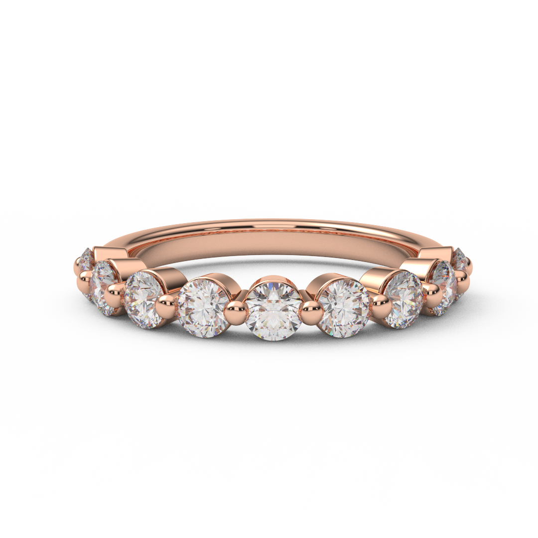 3mm Natural Diamond Floating Bubble Band/ Diamond Half Eternity Dot Ring/ Prong Set Diamond Matching Wedding Band or Anniversary Ring/ Diamond Bubble Stacking Ring