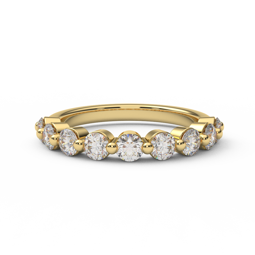 3mm Natural Diamond Floating Bubble Band/ Diamond Half Eternity Dot Ring/ Prong Set Diamond Matching Wedding Band or Anniversary Ring/ Diamond Bubble Stacking Ring