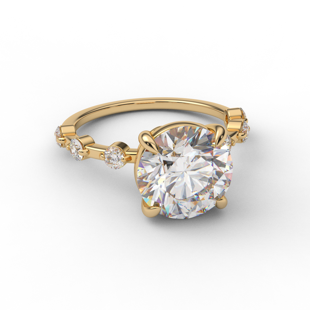 3 Carat Round Moissanite Bubble Solitaire Engagement Ring