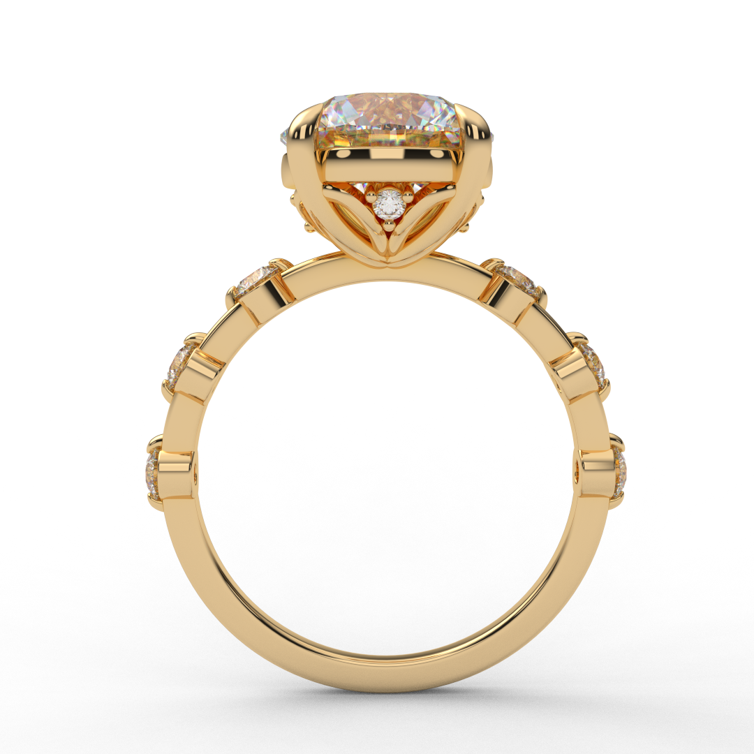 3 Carat Round Moissanite Bubble Solitaire Engagement Ring