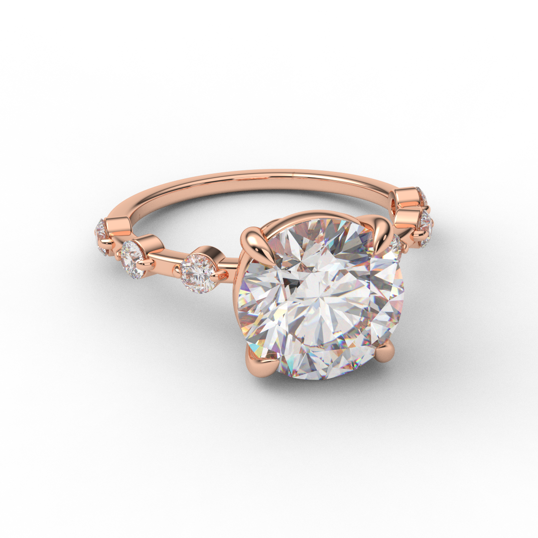 3 Carat Round Moissanite Bubble Solitaire Engagement Ring