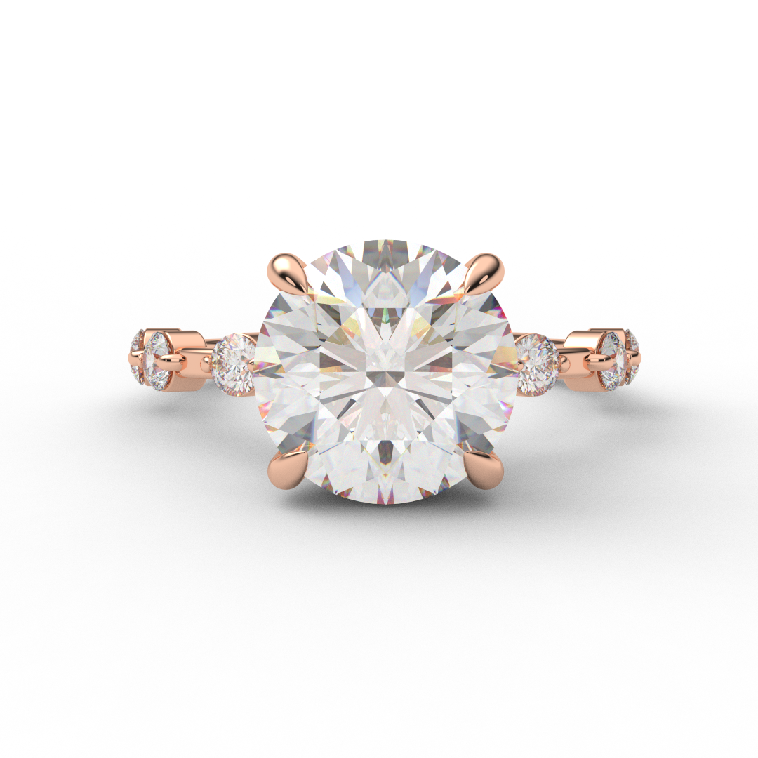 3 Carat Round Moissanite Bubble Solitaire Engagement Ring
