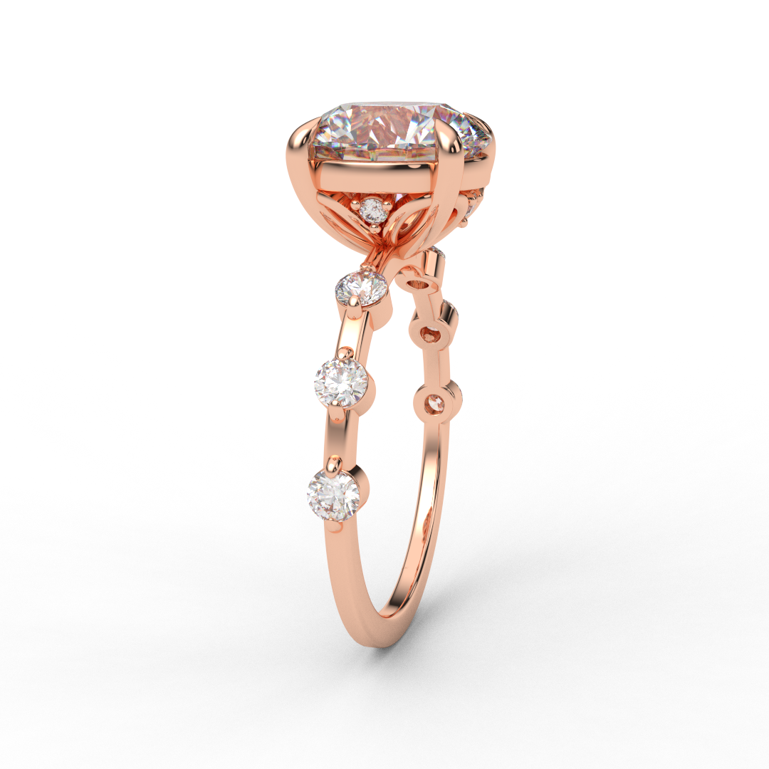 3 Carat Round Moissanite Bubble Solitaire Engagement Ring