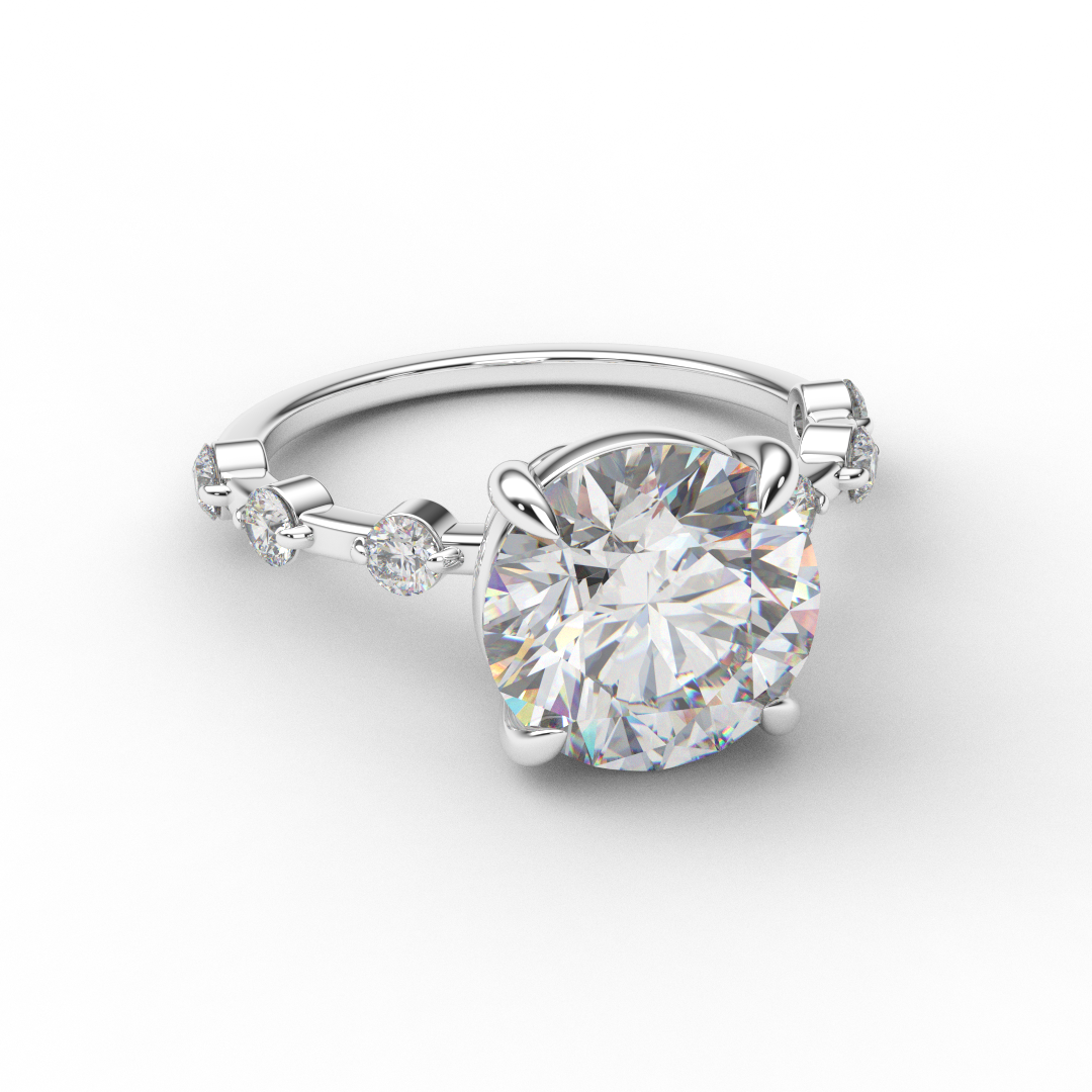 3 Carat Round Moissanite Bubble Solitaire Engagement Ring