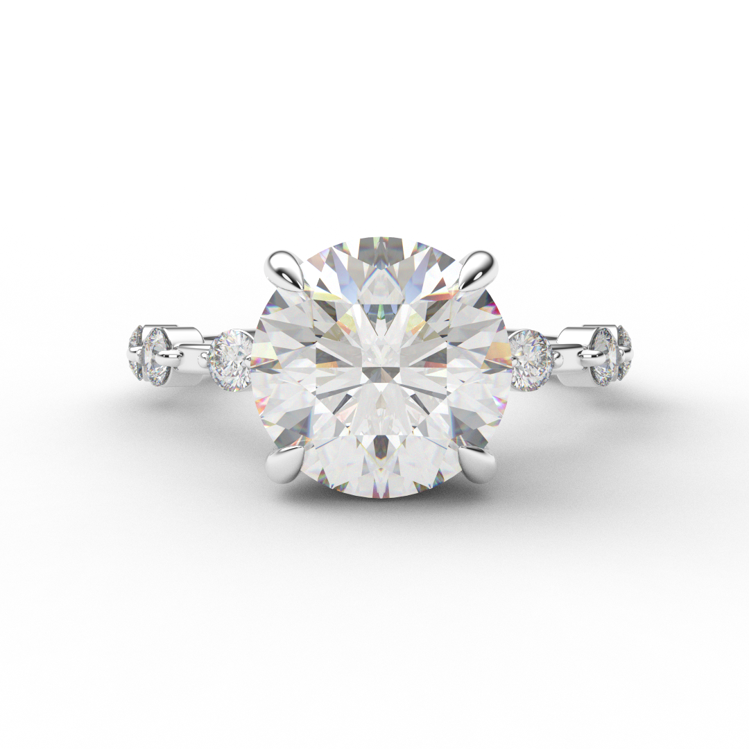 3 Carat Round Moissanite Bubble Solitaire Engagement Ring