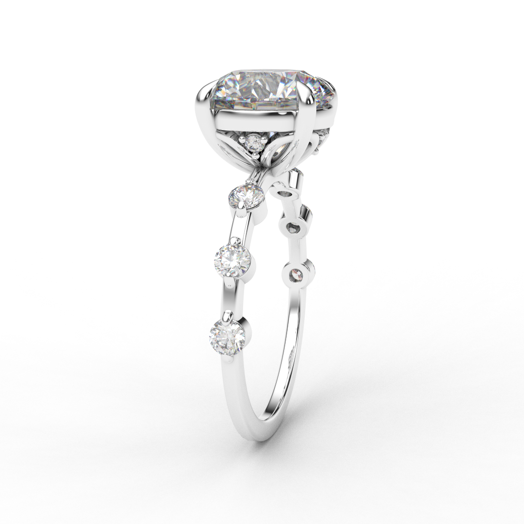 3 Carat Round Moissanite Bubble Solitaire Engagement Ring