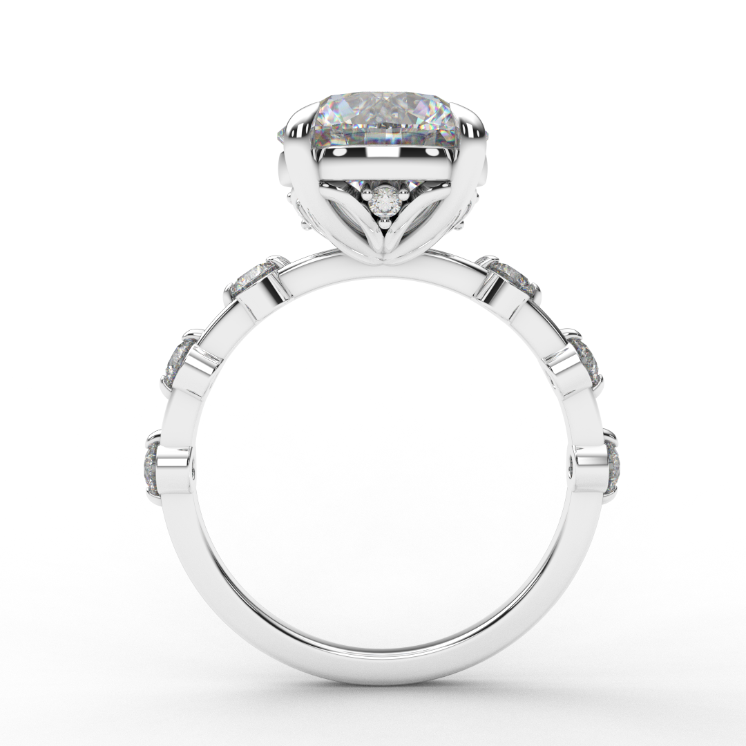 3 Carat Round Moissanite Bubble Solitaire Engagement Ring