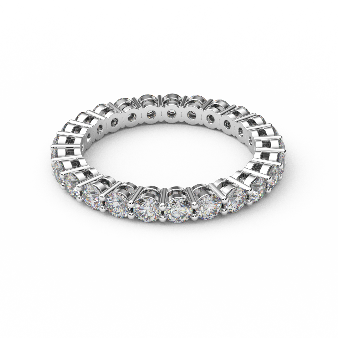 1.5 Carat Natural Diamond Full Eternity Prong Set Ring/ 2.5 MM Prong Set Infinity Diamond Wedding Band/ Diamond Stack (Appraisal Included)