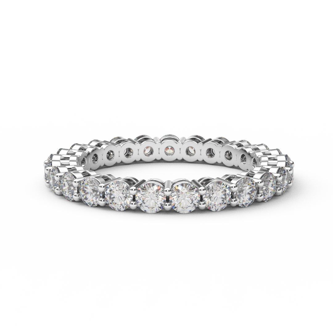 1.5 Carat Natural Diamond Full Eternity Prong Set Ring/ 2.5 MM Prong Set Infinity Diamond Wedding Band/ Diamond Stack (Appraisal Included)