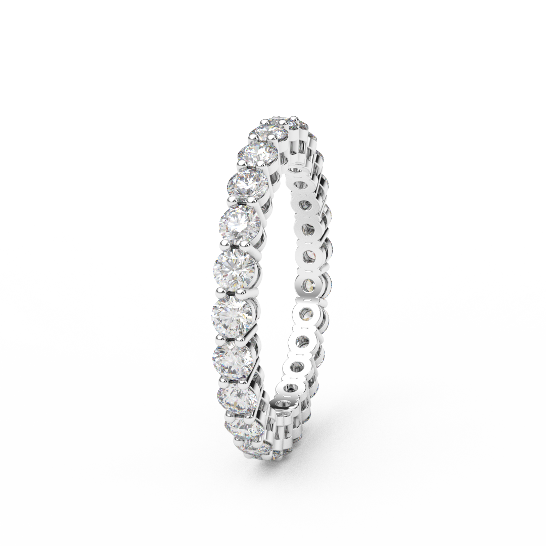 1.5 Carat Natural Diamond Full Eternity Prong Set Ring/ 2.5 MM Prong Set Infinity Diamond Wedding Band/ Diamond Stack (Appraisal Included)