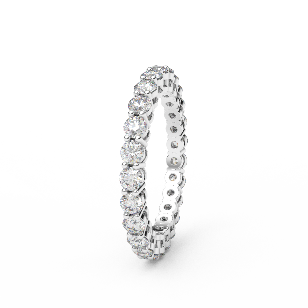 1.5 Carat Lab Grown Diamond Prong Set Wedding Band/ 2.5mm Full Eternity Ring/ Infinity Diamond Band with Appraisal/ 10K 14K 18K or Platinum