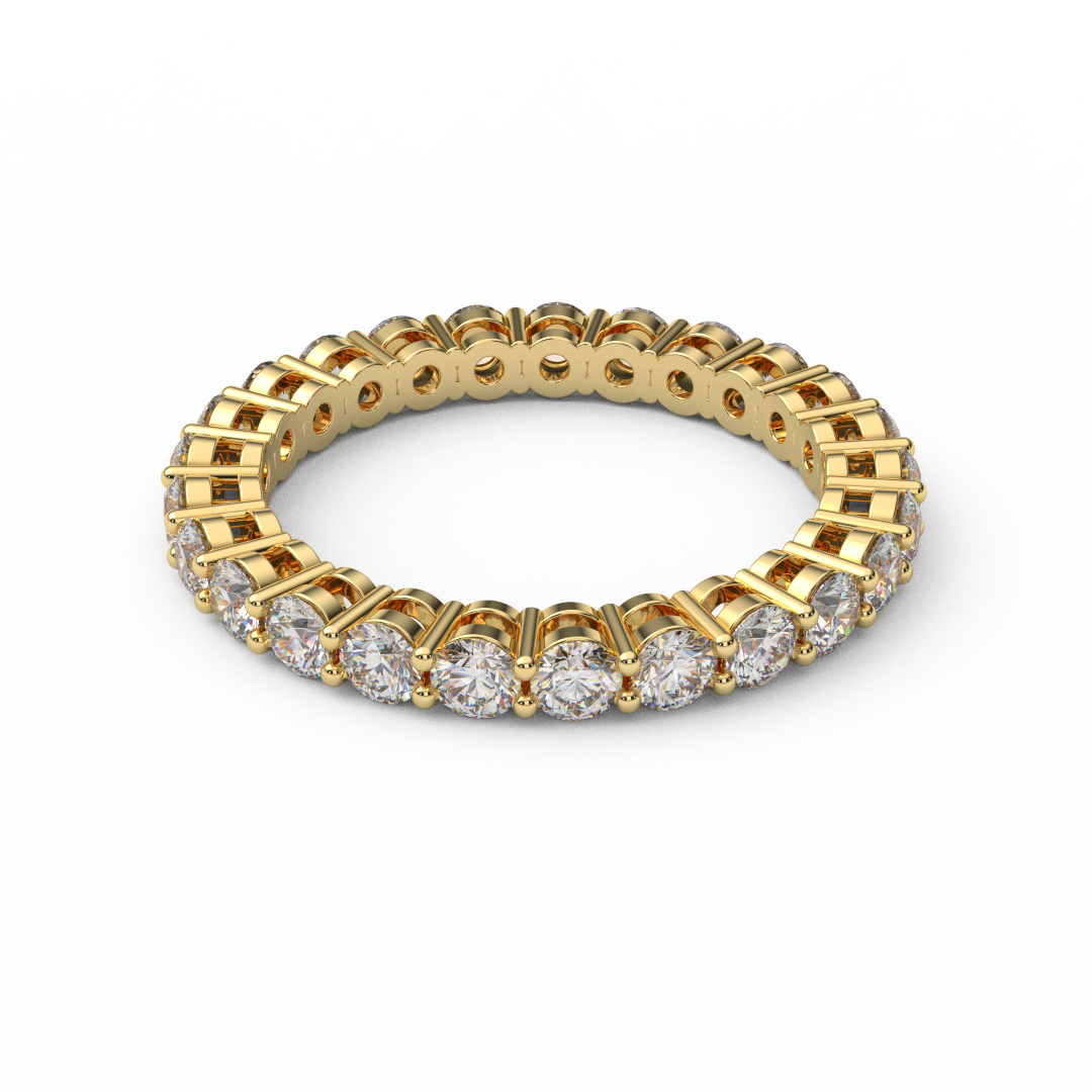 1.5 Carat Natural Diamond Full Eternity Prong Set Ring/ 2.5 MM Prong Set Infinity Diamond Wedding Band/ Diamond Stack (Appraisal Included)