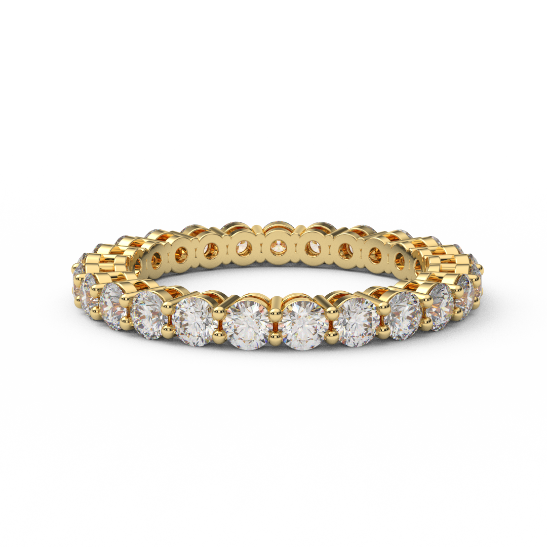1.5 Carat Natural Diamond Full Eternity Prong Set Ring/ 2.5 MM Prong Set Infinity Diamond Wedding Band/ Diamond Stack (Appraisal Included)