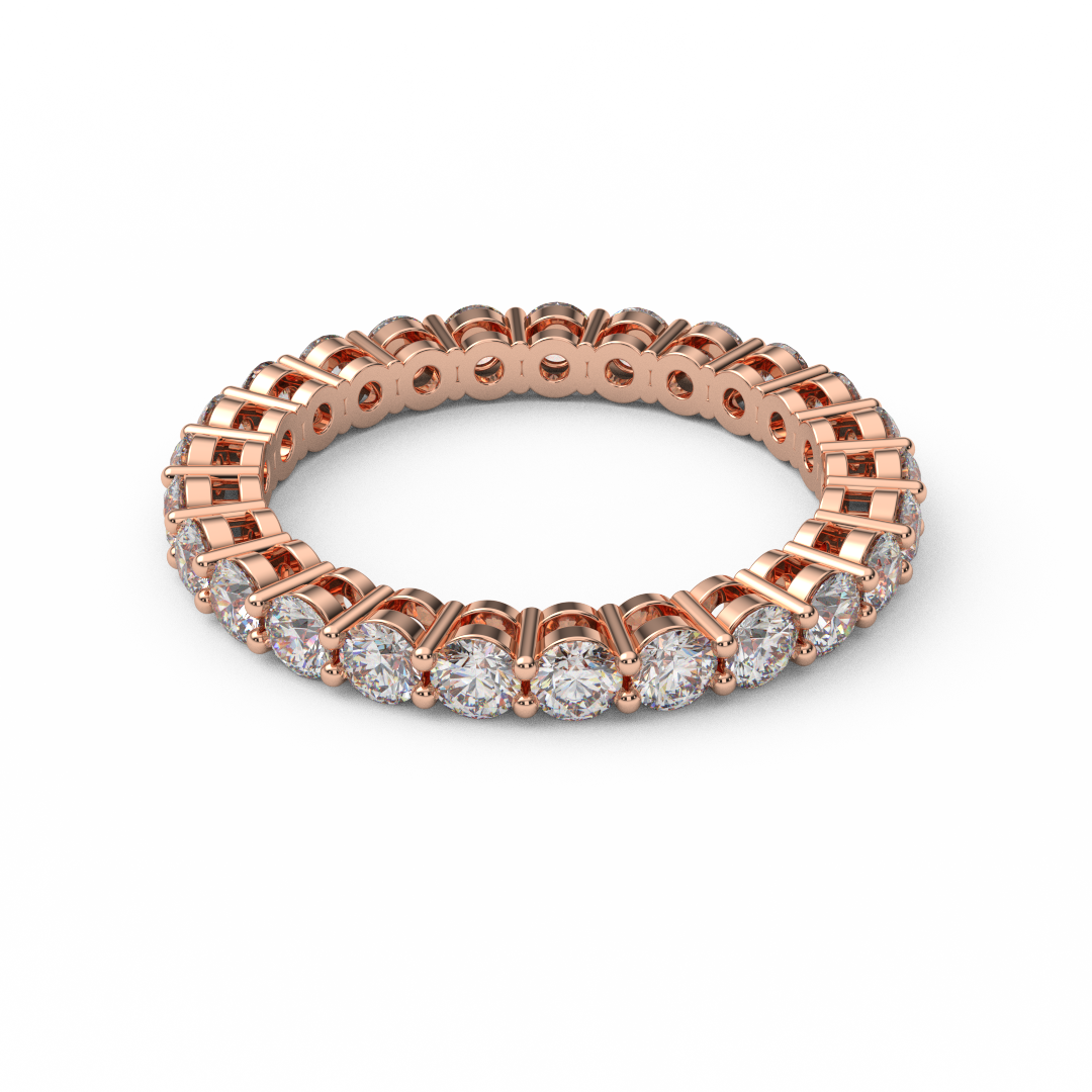 1.5 Carat Natural Diamond Full Eternity Prong Set Ring/ 2.5 MM Prong Set Infinity Diamond Wedding Band/ Diamond Stack (Appraisal Included)
