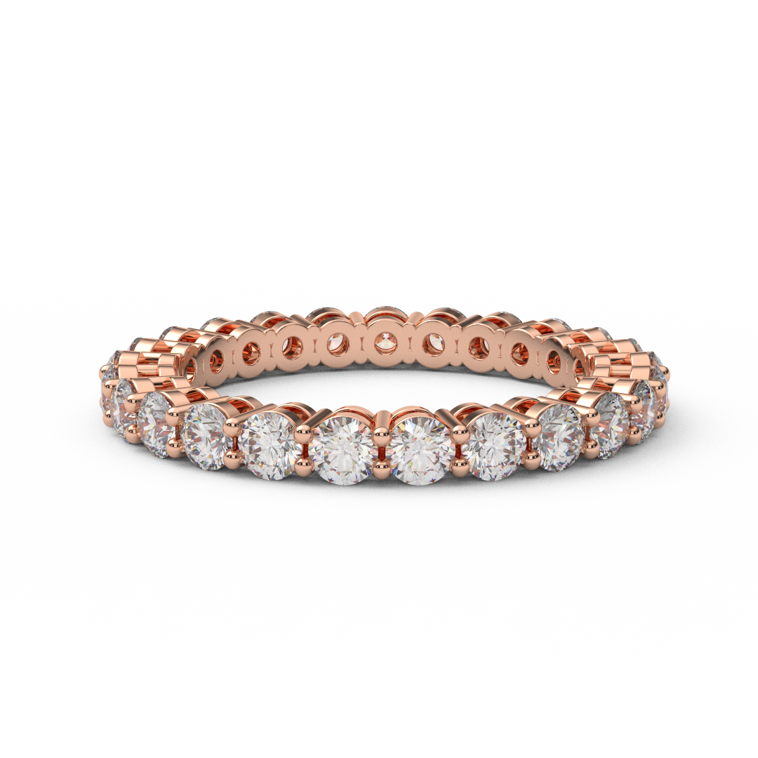 1.5 Carat Natural Diamond Full Eternity Prong Set Ring/ 2.5 MM Prong Set Infinity Diamond Wedding Band/ Diamond Stack (Appraisal Included)