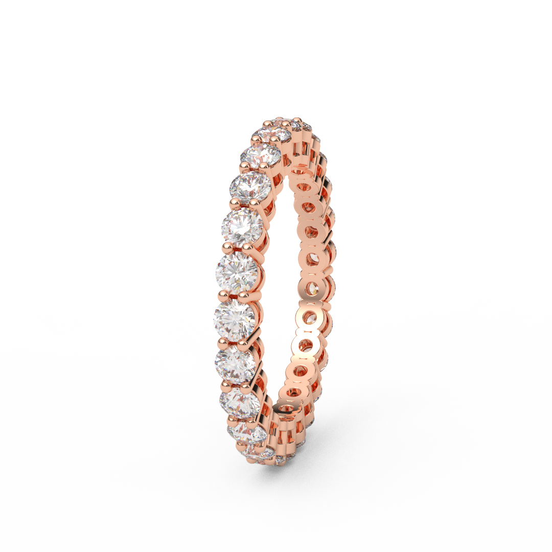 1.5 Carat Natural Diamond Full Eternity Prong Set Ring/ 2.5 MM Prong Set Infinity Diamond Wedding Band/ Diamond Stack (Appraisal Included)