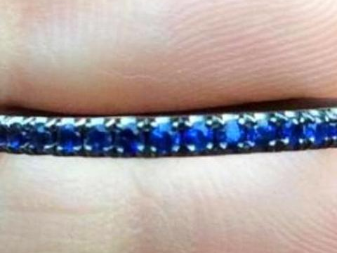 Black Rhodium 2mm Blue Sapphire Pave Eternity Band