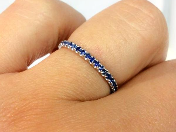2mm Blue Sapphire Half Eternity Band Pave