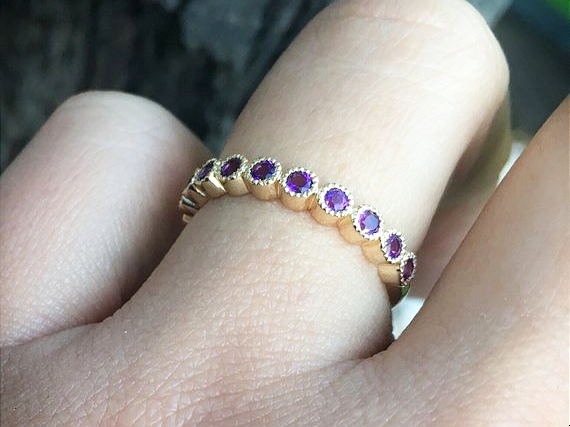Bezel Set 3mm Amethyst Ring