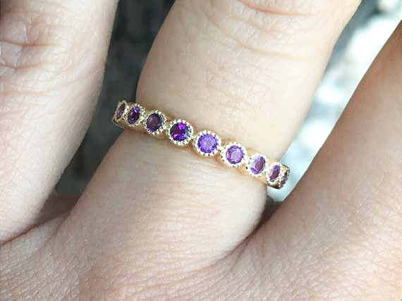 Bezel Set 3mm Amethyst Ring