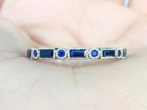 Blue Sapphire Baguette Dot Band