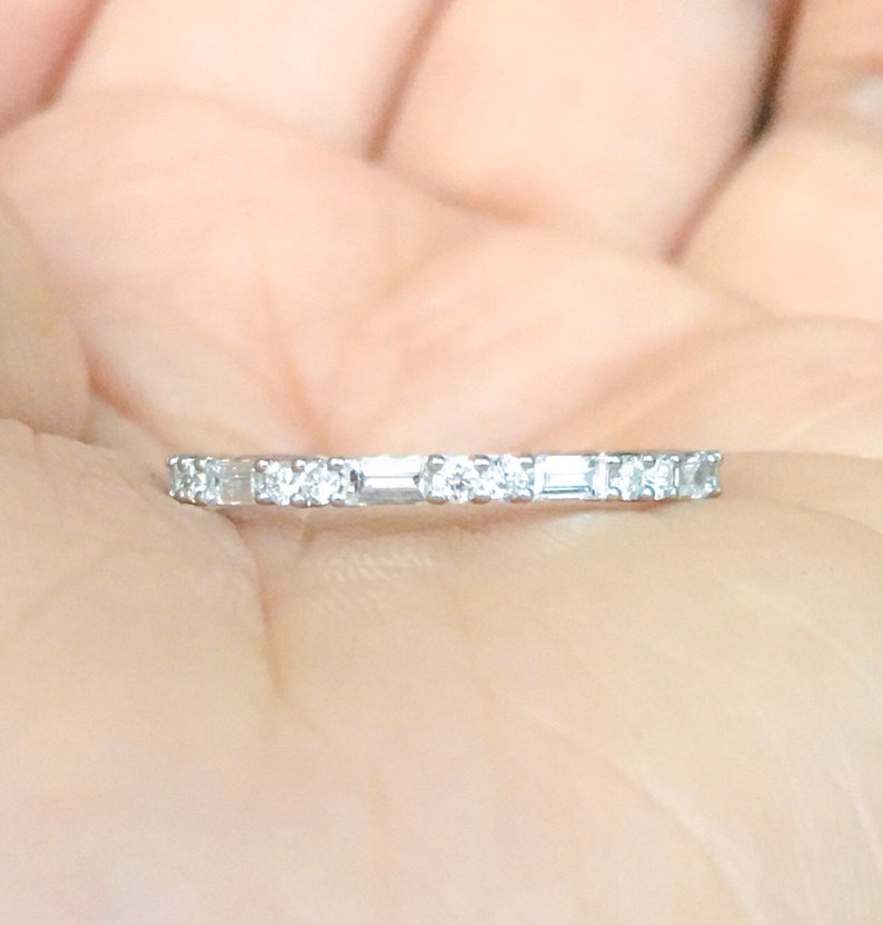 Reserved for Meghann ONLY/ Platinum Baguette Diamond Band with Round Birthstones In-between