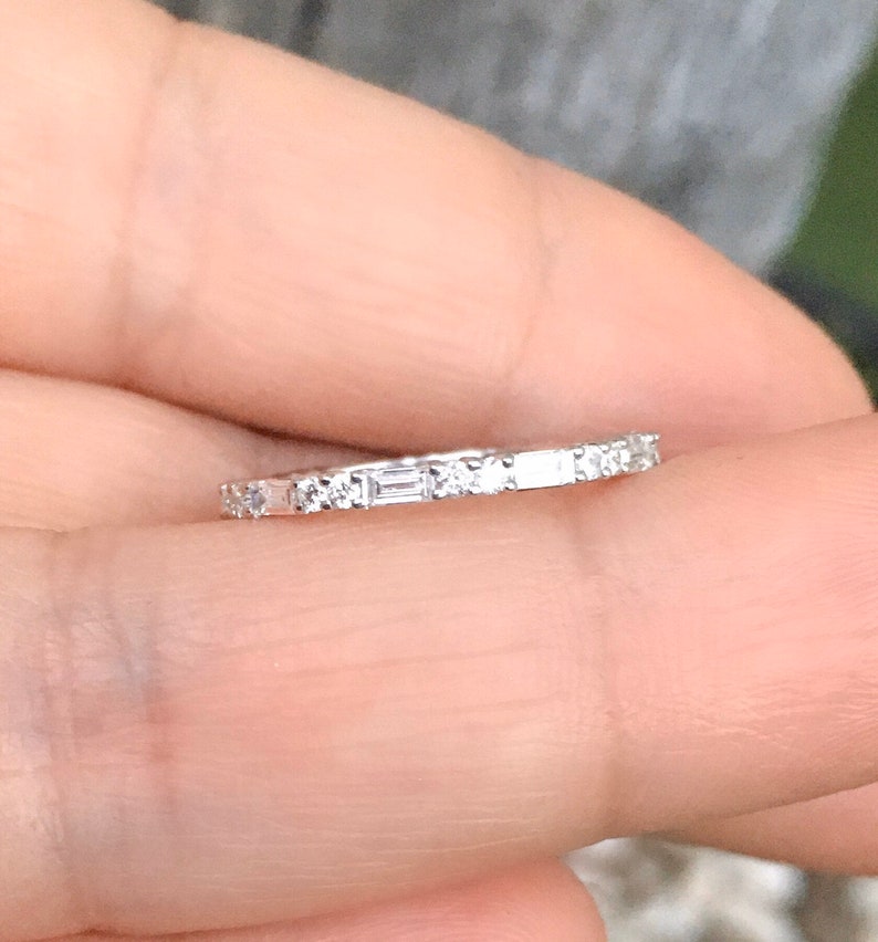 Reserved for Meghann ONLY/ Platinum Baguette Diamond Band with Round Birthstones In-between