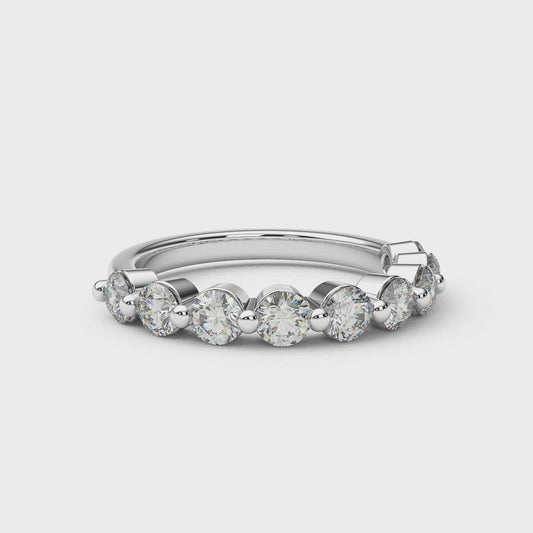 3mm Natural Diamond Floating Bubble Band/ Diamond Half Eternity Dot Ring/ Prong Set Diamond Matching Wedding Band or Anniversary Ring/ Diamond Bubble Stacking Ring