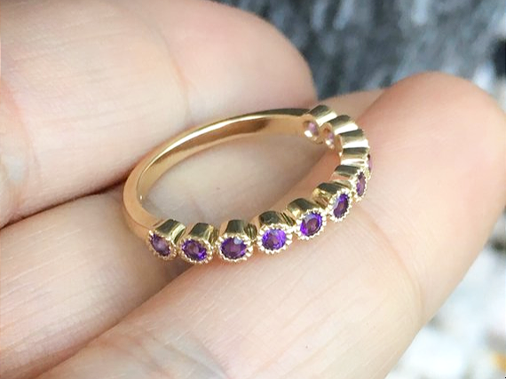Bezel Set 3mm Amethyst Ring