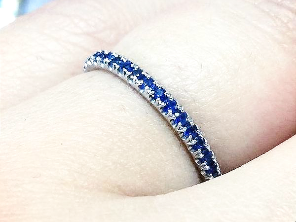2mm Blue Sapphire Half Eternity Band Pave