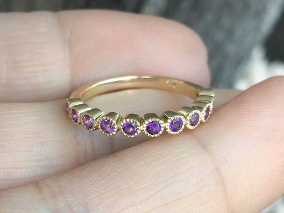 Bezel Set 3mm Amethyst Ring