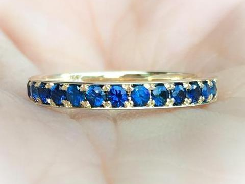 3mm Blue Sapphire Eternity Half Eternity Band