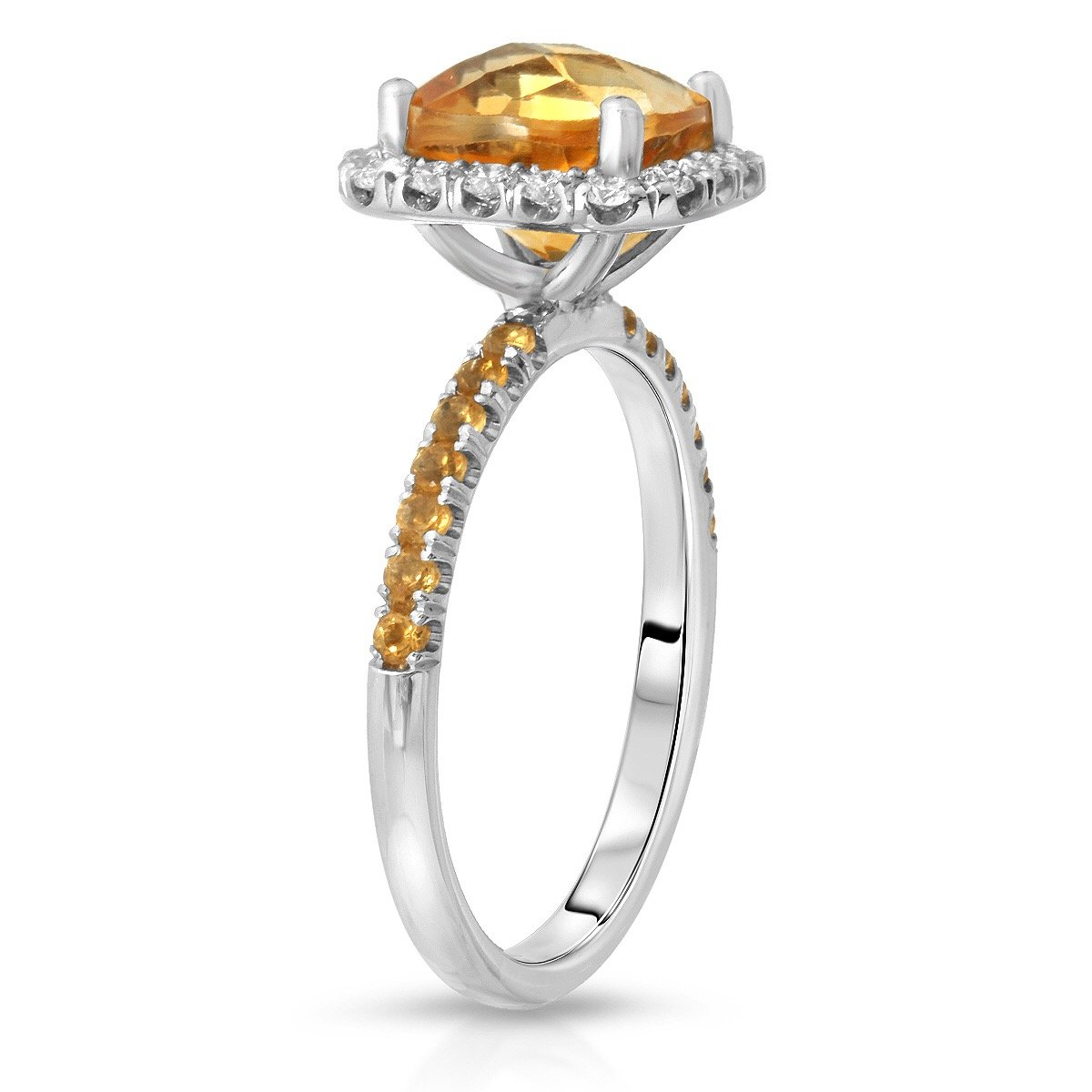 Citrine Halo Solitaire Engagement Ring