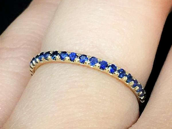 2mm Blue Sapphire Eternity Pave Band