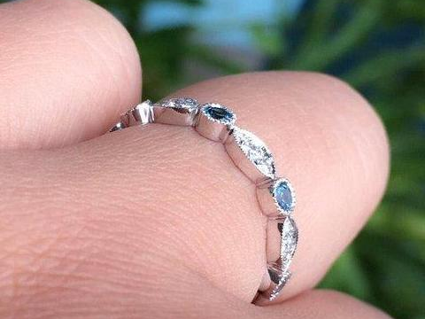 3mm Marquise Dot Diamond and London Blue Topaz