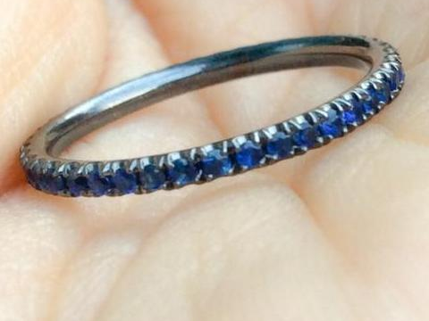 Black Rhodium 2mm Blue Sapphire Pave Eternity Band