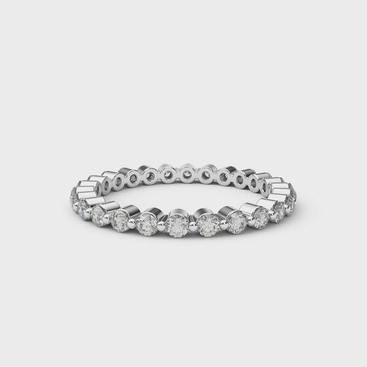 Natural Diamond 1.8mm Eternity Bubble Ring/ Floating Diamond Infinity Band/ Full Eternity Prong Diamond Stack (Appraisal Included)
