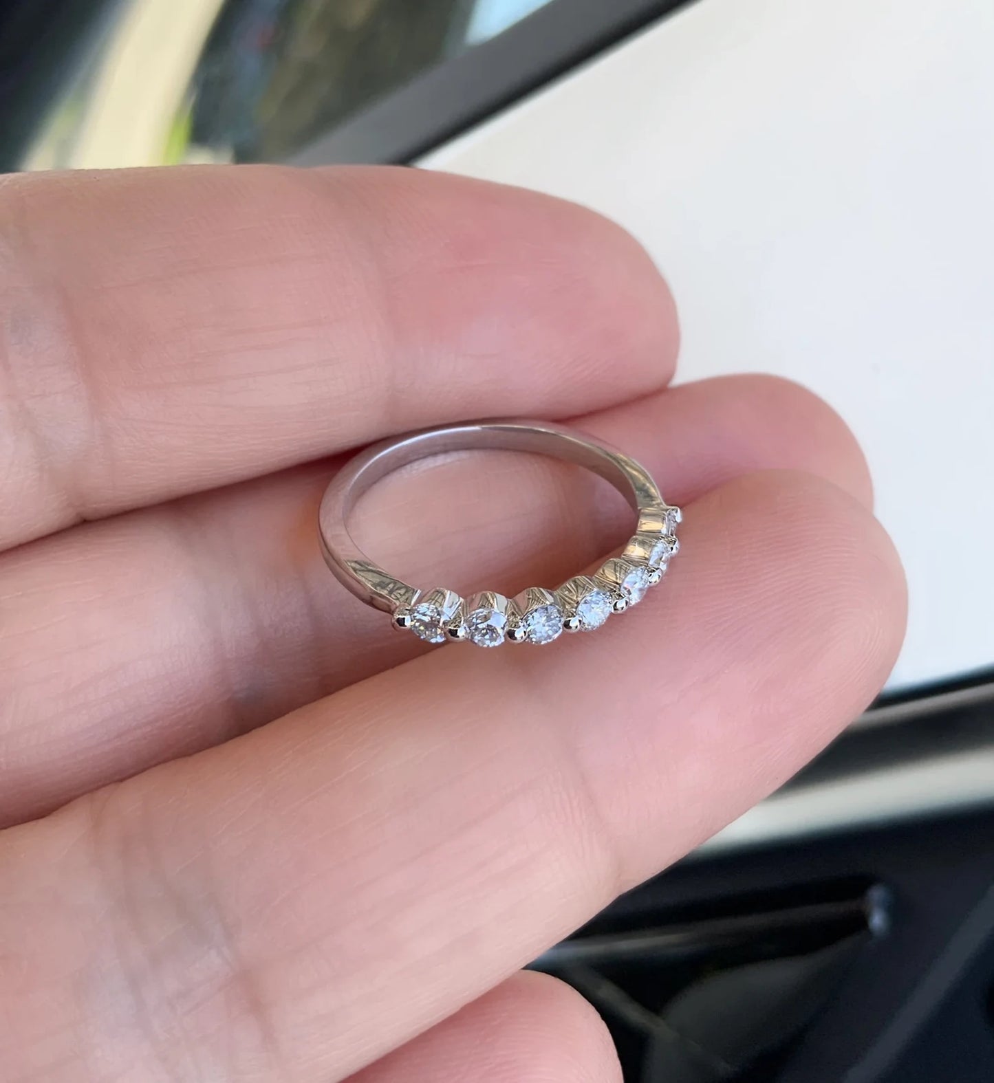 Floating Diamond Bubble Ring/ 7 Stone Lab Grown Diamond Wedding Band/ 2.3mm Prong Lab Grown Diamond Bubble Band/ 7th Anniversary Ring