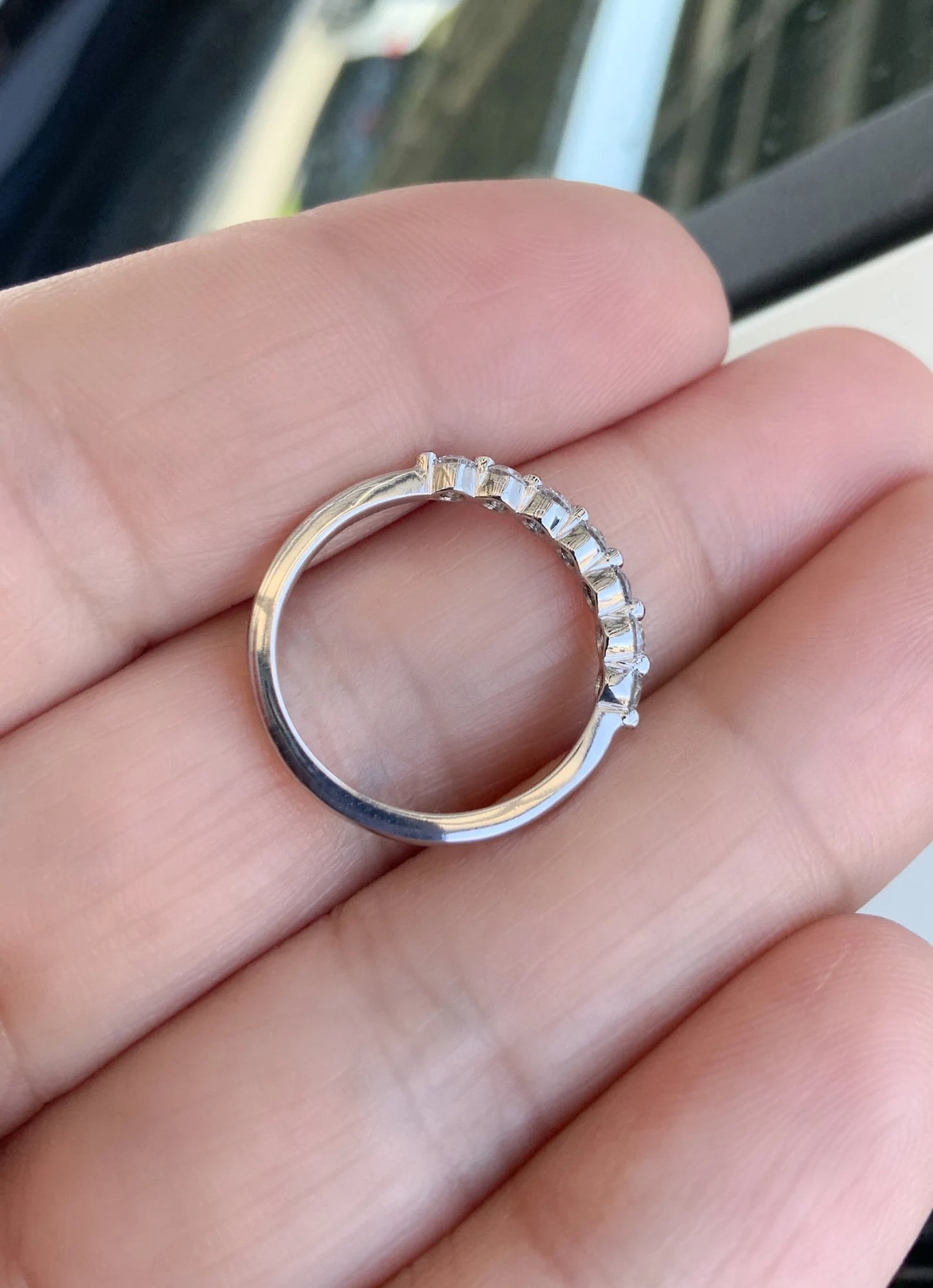 Floating Diamond Bubble Ring/ 7 Stone Lab Grown Diamond Wedding Band/ 2.3mm Prong Lab Grown Diamond Bubble Band/ 7th Anniversary Ring