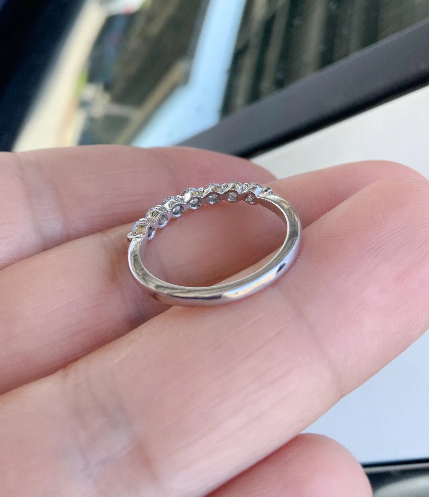 Floating Diamond Bubble Ring/ 7 Stone Lab Grown Diamond Wedding Band/ 2.3mm Prong Lab Grown Diamond Bubble Band/ 7th Anniversary Ring