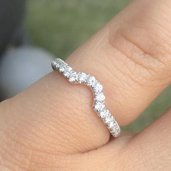 2mm Diamond Half Eternity Curved Pave Shadow Band