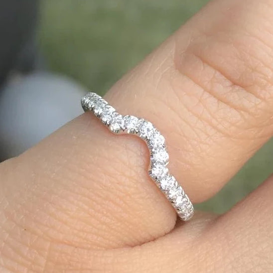 2mm Diamond Half Eternity Curved Pave Shadow Band