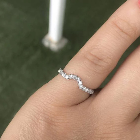 2mm Diamond Half Eternity Curved Pave Shadow Band